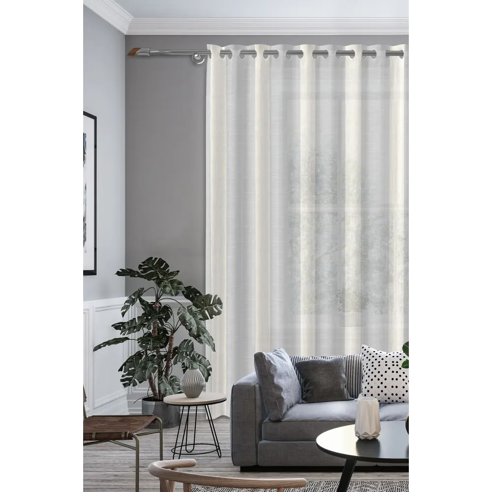 Тюль 1 м/п Полосы батист 300 см цвет бежевый GARDEN STLM-2129868 - Вид №4