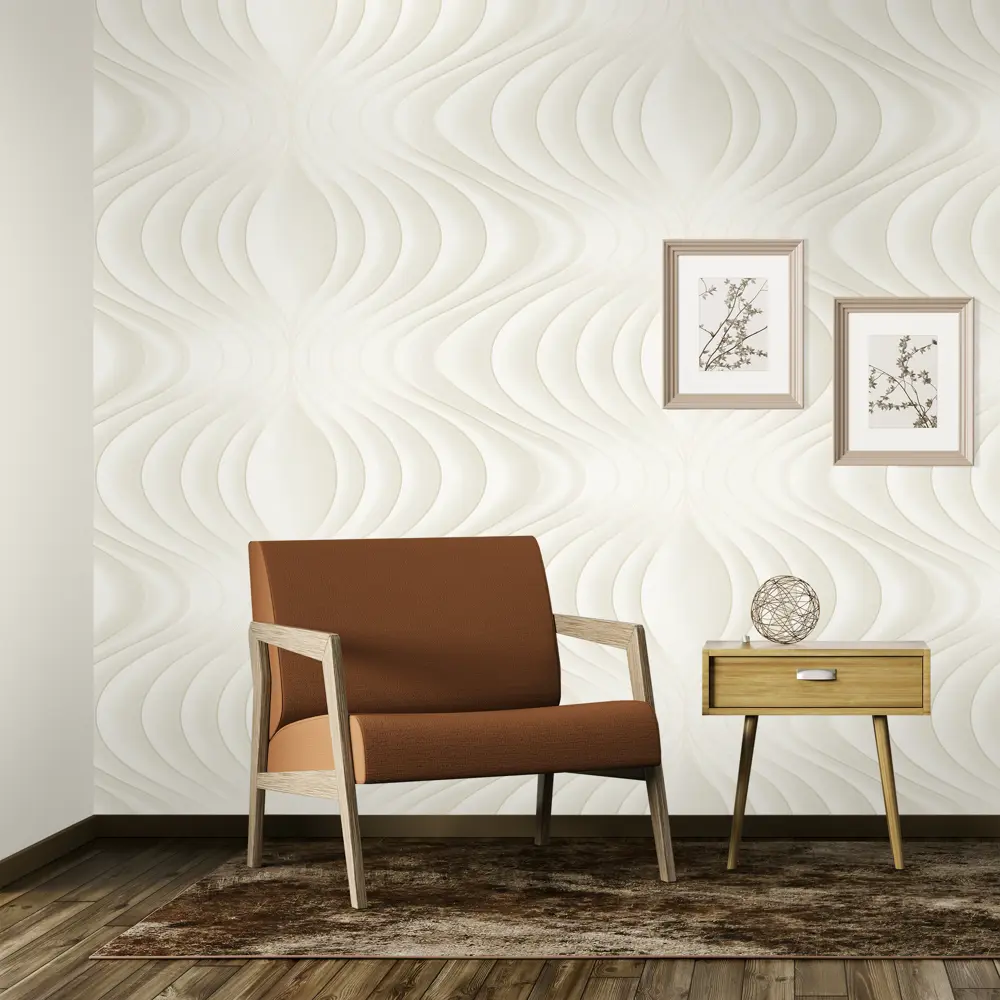 Обои флизелиновые Marburg Welle белые 1.06 м 97711 STLM-2094594 - Вид №3