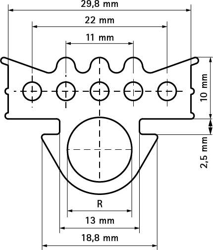 6568001 Монтажные профиля BIS Резиновый профиль звукоизолирующий вкладыш для профиля WALRAVEN  - Вид №1