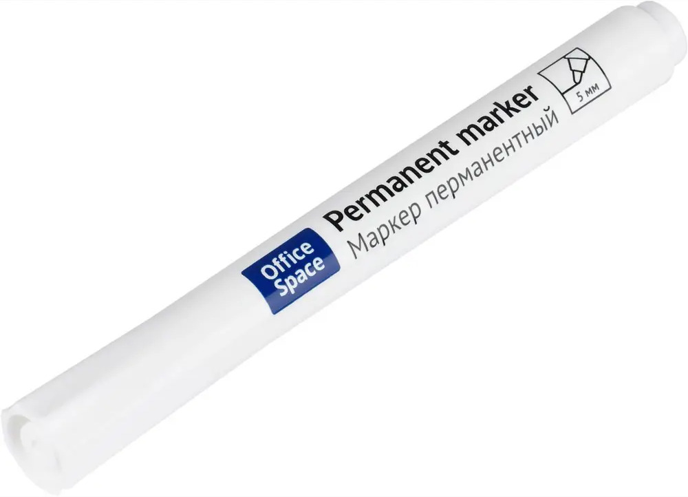 Перманентный маркер OFFICE SPACE белый 5 мм для профессиональной маркировки 89356613