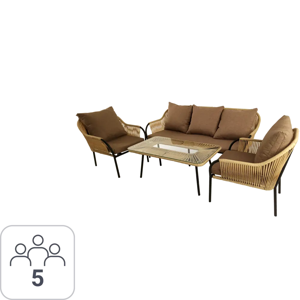 Комплект садовой мебели Nuar 3 CNR001 сталь черный/бежевый: диван стол кресла 2 шт Santreyd STLM-2185670