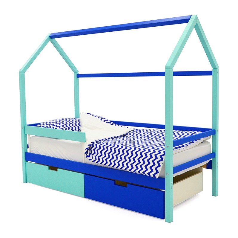 Кровать-домик детская мятно-синяя Svogen БЕЛЬМАРКО  00-3833077 Голубой Santreyd  - Вид №2