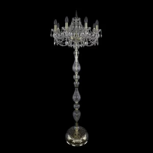 Торшер хрустальный на 8 ламп 160х57 см нежно-золотистый Bohemia Ivele 1406T1/8/195-160/G BOHEMIA IVELE СВЕЧА 00-3889339 Золото;прозрачный