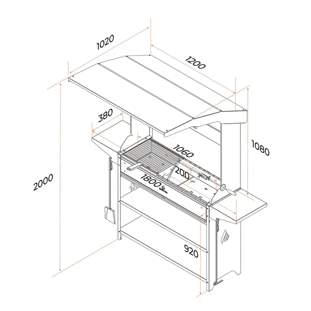 GRATAR Premium Prem 01 - стальной мангал с крышей для профессионального использования 82745318 STLM-0035323 - Вид №7