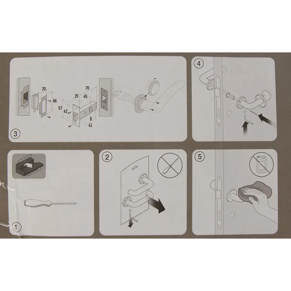Комплект дверных ручек 24L 100 GF, без запирания, цвет матовый никель PALLADIUM STLM-2092333 - Вид №4
