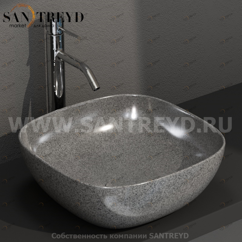 B6Q43PG Накладная раковина на столешницу  квадратная Ceramica Globo T-EDGE