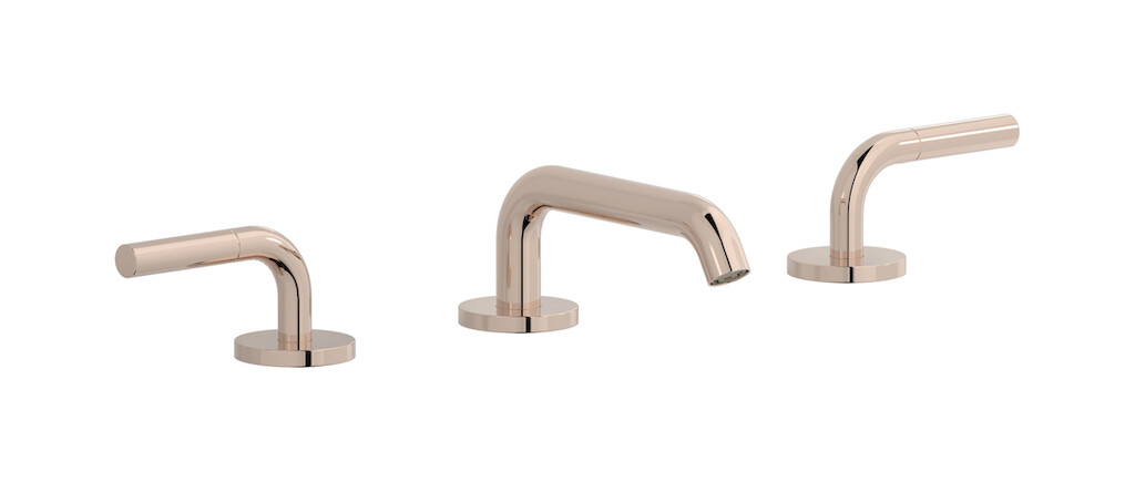 Смеситель для раковины на 3 отверстия с коротким изливом в комплекте с донным клапаном. WE ARE IB rr392rs Rose Gold Brera