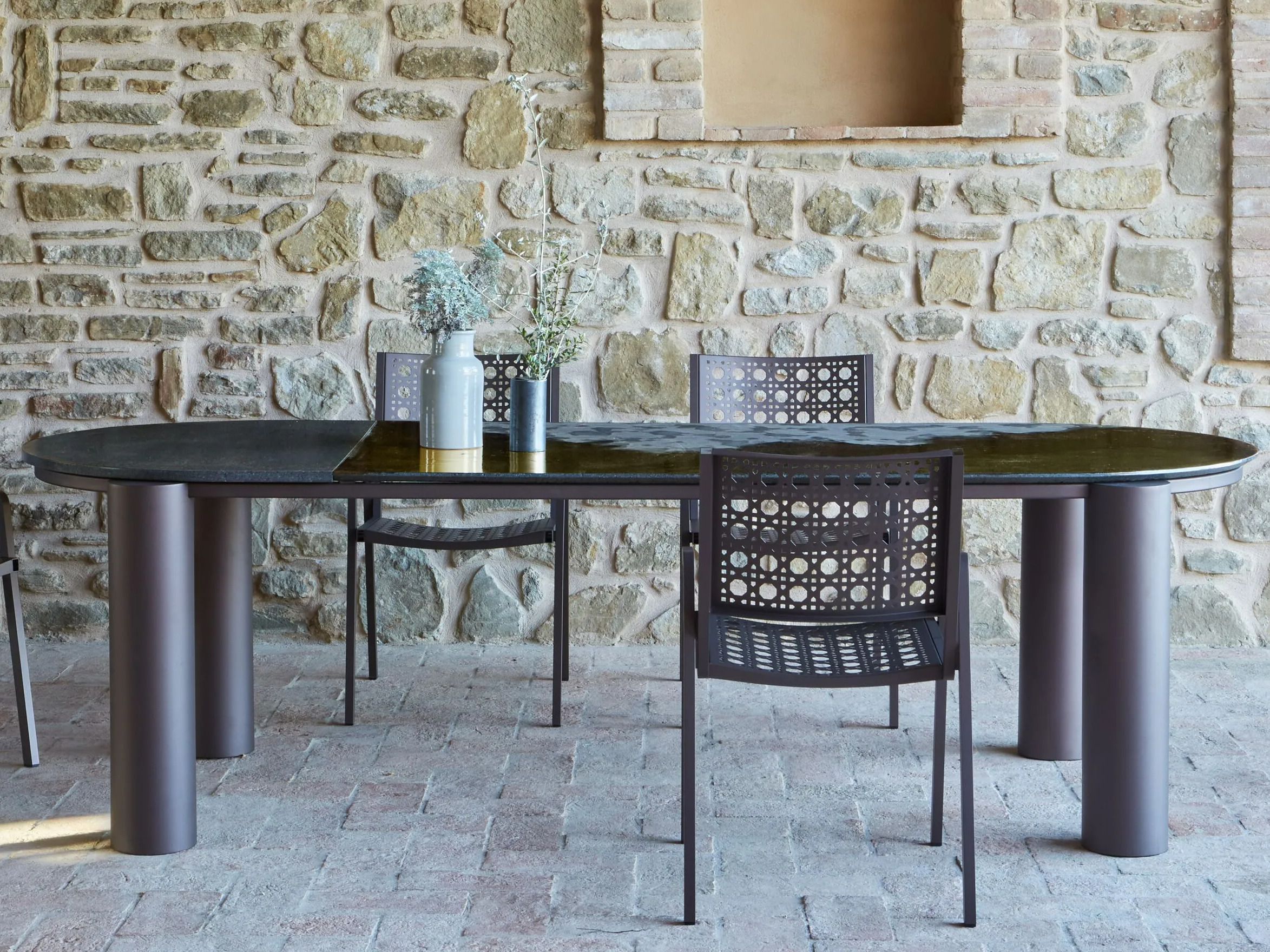 Садовый стол из фаянса и нержавеющей стали DOMIZIANI современный ARCH-00066840