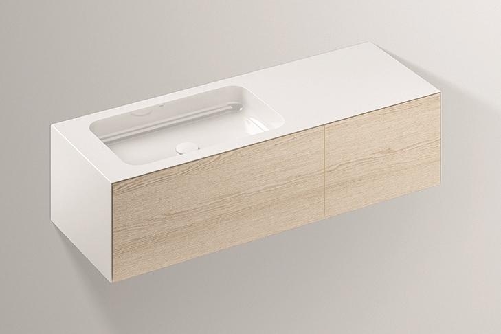 5158516000 Умывальник с тумбой, wp.folio8, белая, proshield, под дерево, матовый дуб Alape серия FO (Folio) 