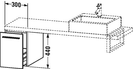 XL543004343 Шкафчик для консоли X-Large #XL5430 300 x 548 мм Базальт матовый, декор Duravit - Вид №1