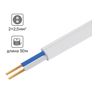 Кабель Tdm Electric ПУГВВ 2x2.5 50 м ГОСТ цвет белый 84574200 STLM-2174262