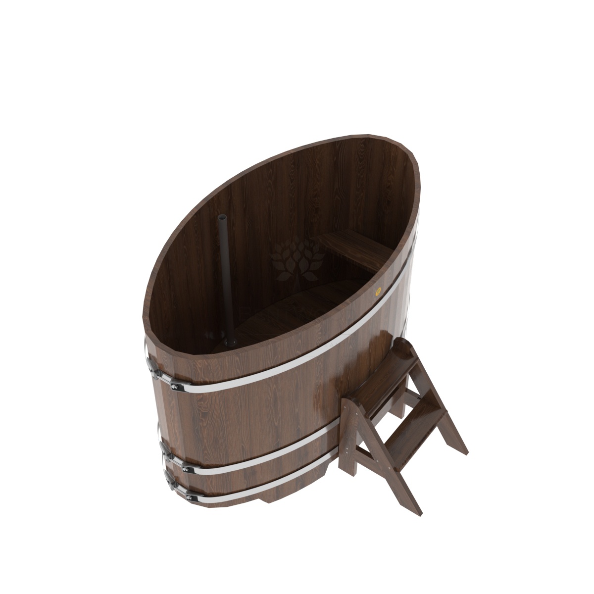 1292 Купель овальная из дуба 0,92х1,66х1,1 морёная Alyarus  - Вид №1