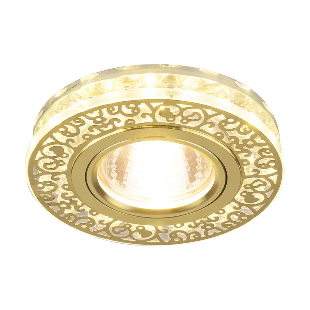 Спот точечный встраиваемый Vetro Luce с LED-подсветкой, GU5.3, 50 Вт, 1 м², цвет золото 16521484 STLM-2084472 Elektrostandard 