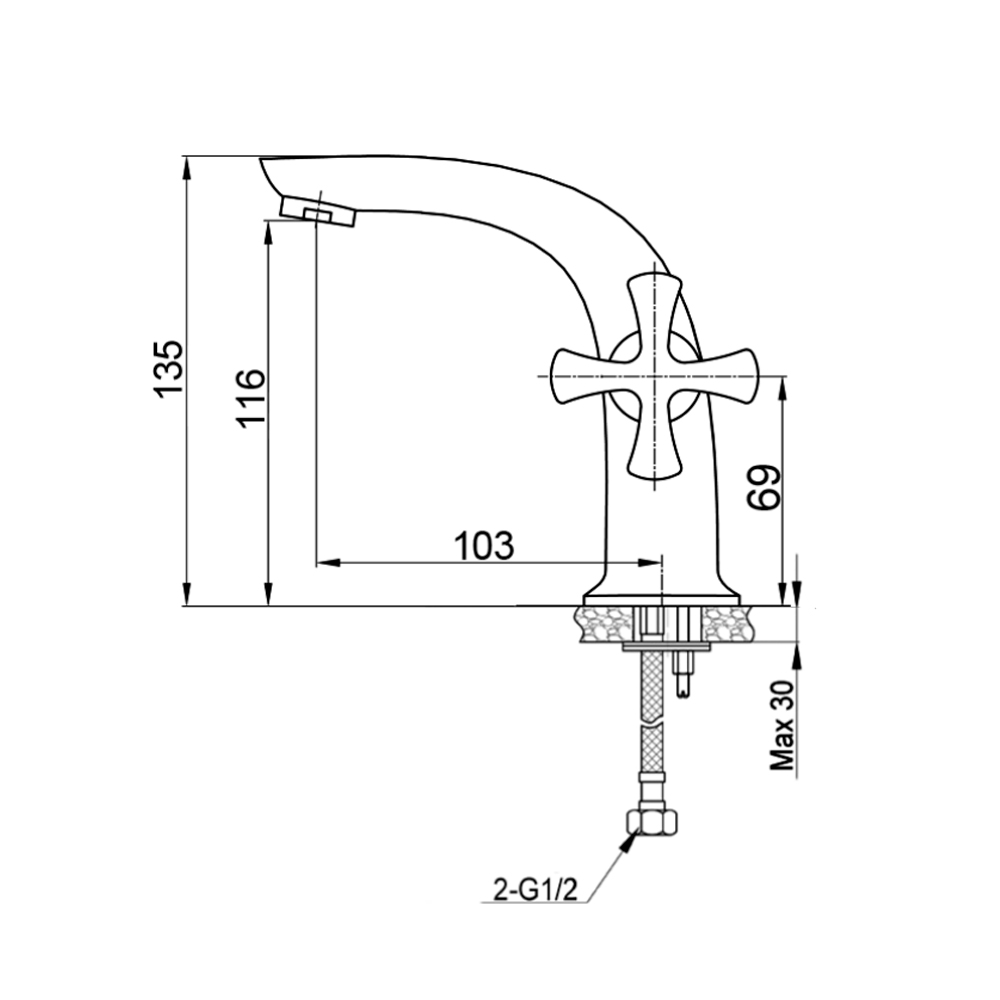Смеситель для раковины Raiber Logis R3301 с двумя рукоятками R3301 Santreyd  - Вид №1
