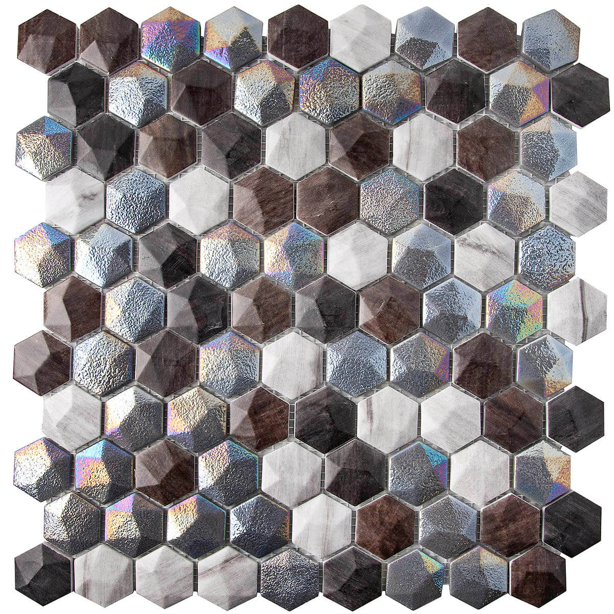 Гексагоны мечты: мозаика Vidrepur Hexagon FOREST MIX STP-ST256