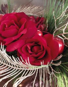 1483 444 a3 Искусственные розы-гортензия-композиция, в вазе, 28 см, красные H-andreas