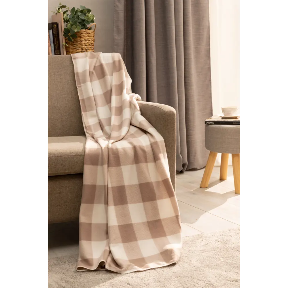 Плед Windsor 130x170 см флис цвет бежево-белый Ardenza STLM-2139885 - Вид №3