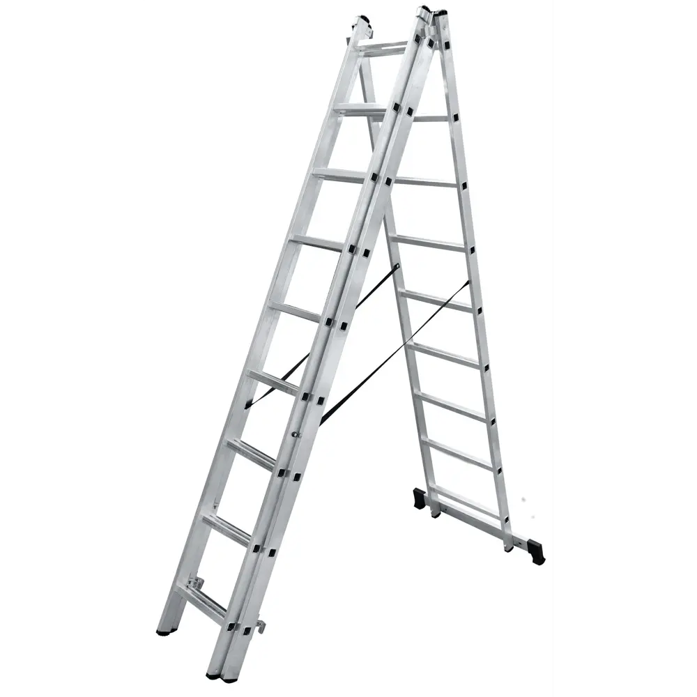 Лестница раскладная выдвижная 3-секционная Standers до 6.64м 9 ступеней STLM-2174218