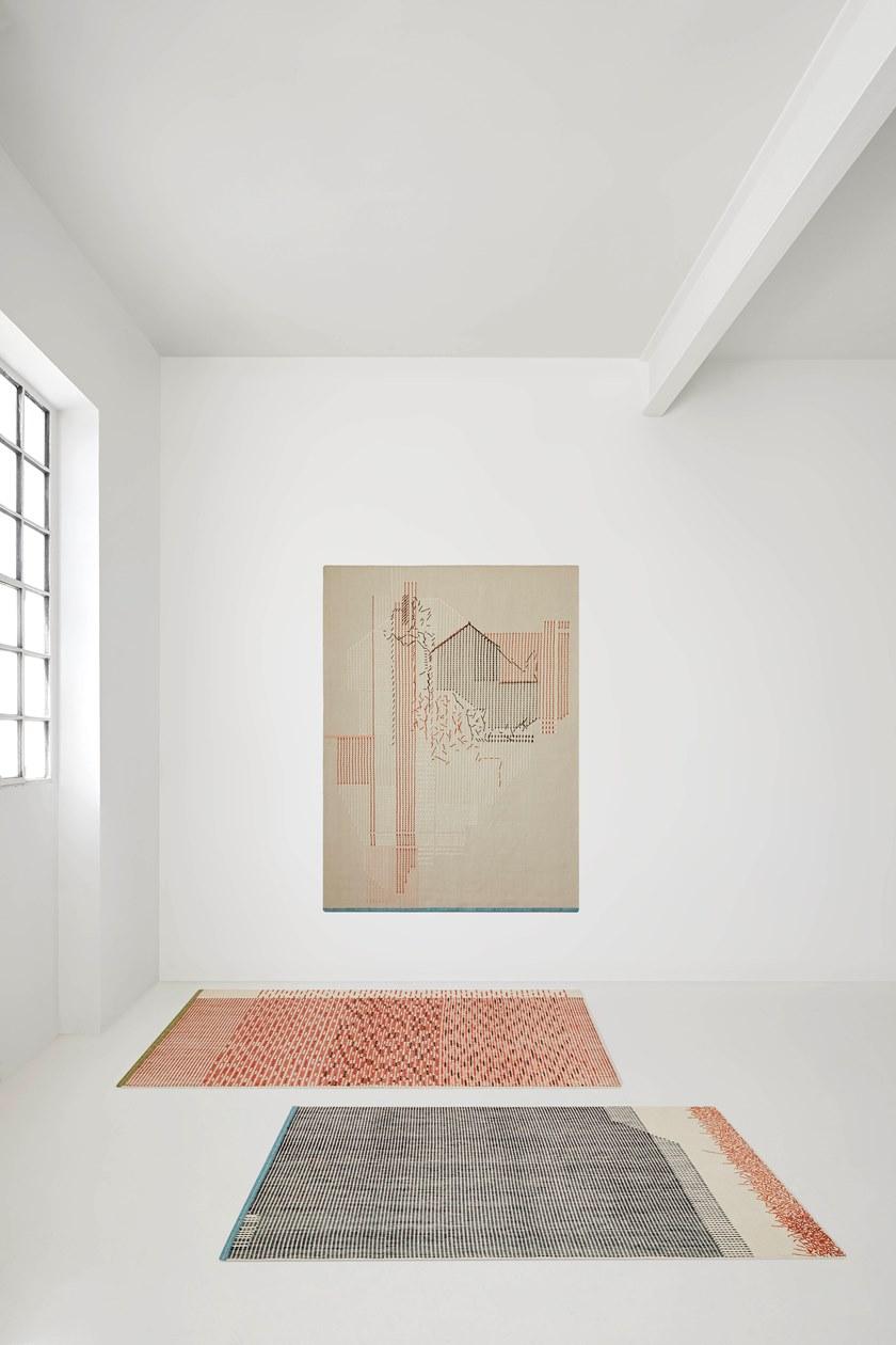 Прямоугольный коврик ручной работы из шерсти в полоску Backstitch Santreyd sun-id-1480274 - Вид №1