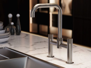 Смеситель для кухни из нержавеющей стали с поворотным изливом