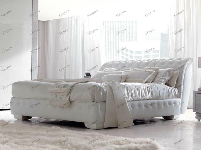 CorteZari Двуспальная кровать в коже Zoe silver 920