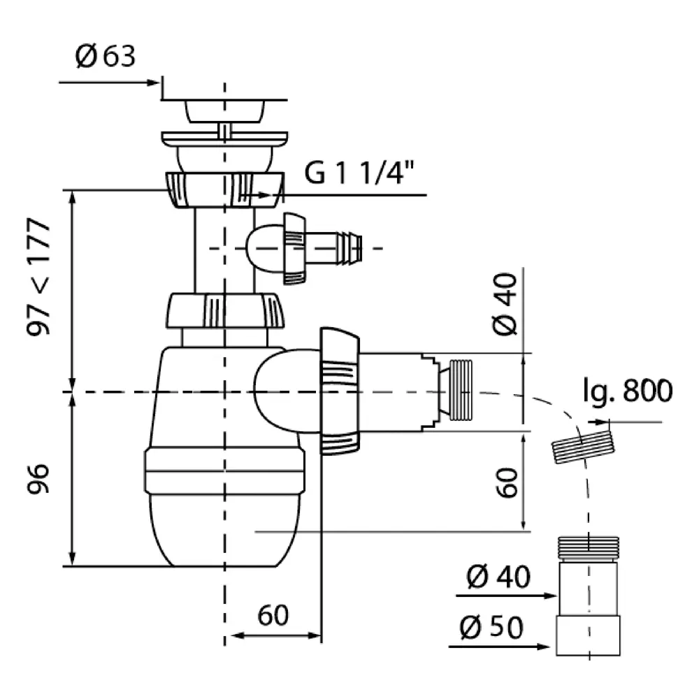 Сифон Equation для раковины с подключением стиральной машины 18551062 STLM-0011274 - Вид №2