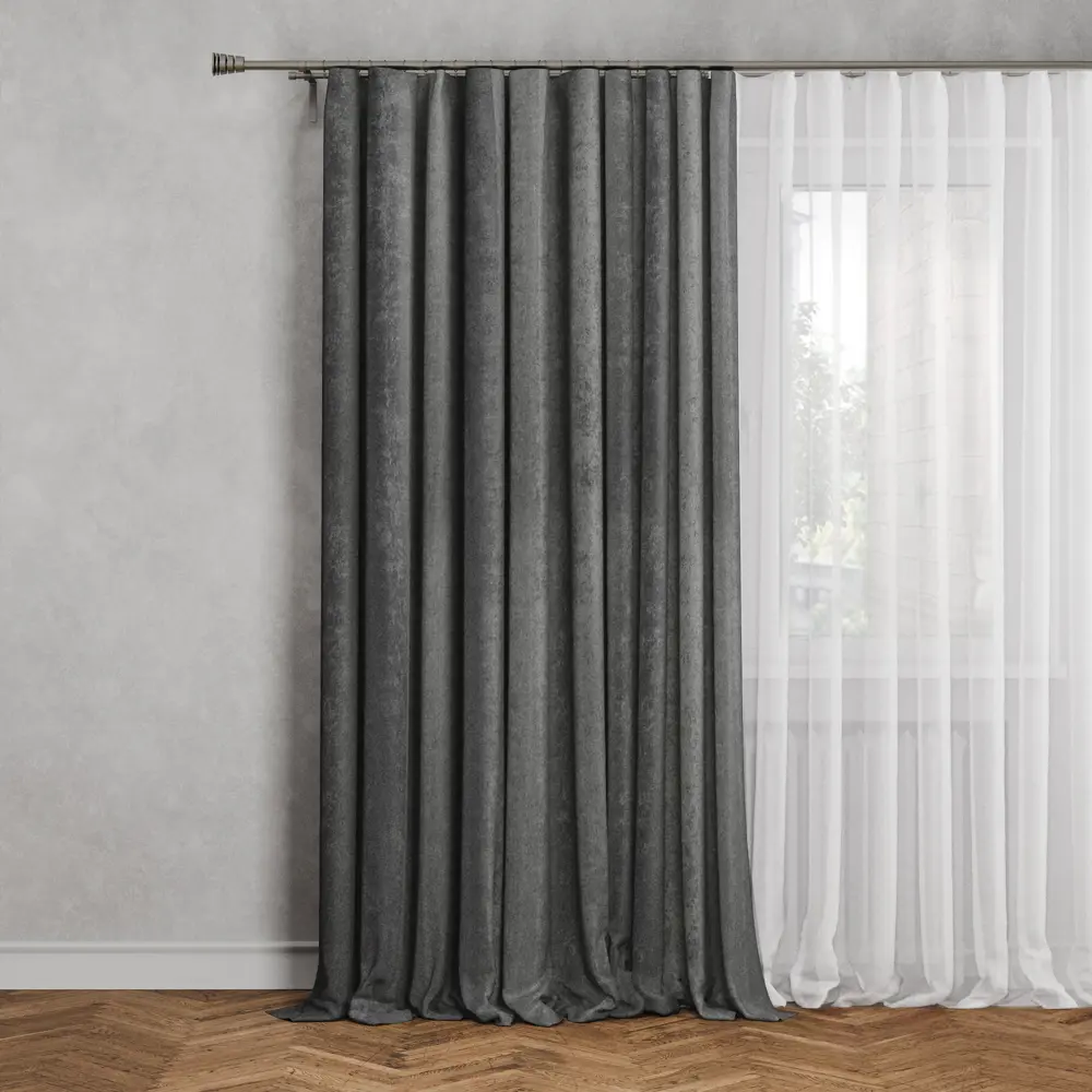 Штора на ленте Lusi 160x280 см цвет серый MIAMOZA STLM-2016500