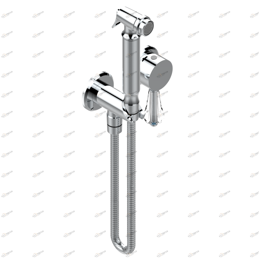 A56-5840/MBG Комплект для душа, включающий смеситель, армированный шланг 1 м 25 см, ручной душ с курковым распылителем, выход из стены и предохранительный запорный клапан Thg-paris Art Déco cristal Хром A56 5840/MBG A02 CAT.A
