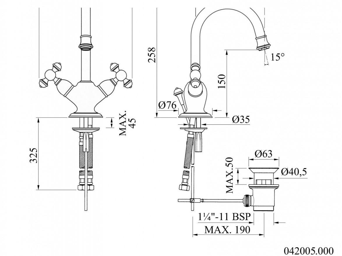 Bronces Mestre Смеситель для умывальника на одно отверстие с кристаллами swarovski® Retro sun-id-1429728 - Вид №1