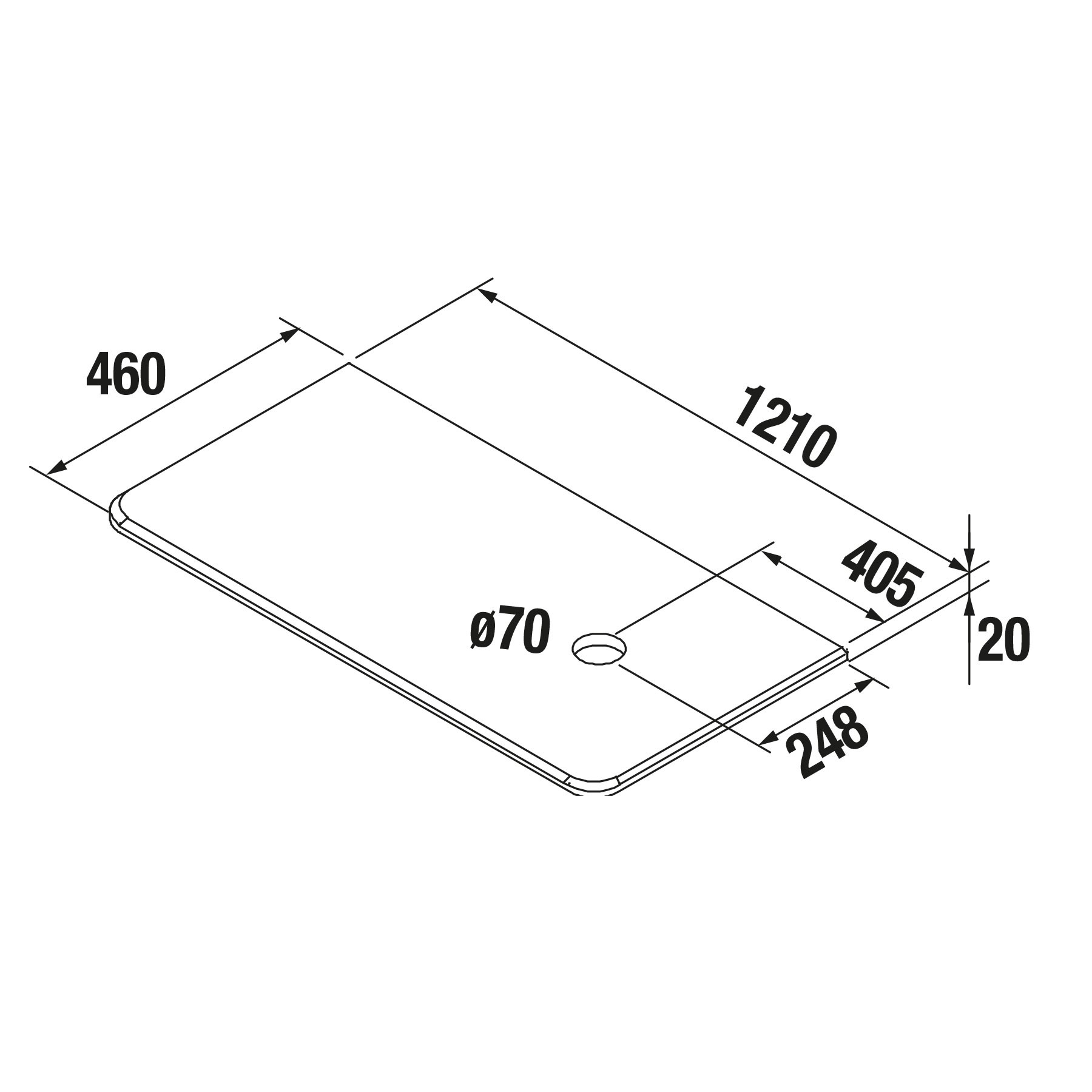 85170 SALGAR Столешница UNIIQ 900 левая POLAR GREY для верхней раковины 910 x 22 x 460 мм  - Вид №2