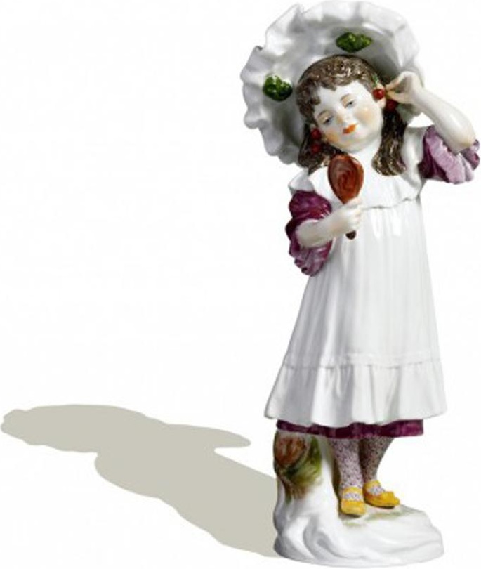 77739 Meissen Фигурка 17,5см "Девочка с вишенками и зеркалом" (Пауль Хельмиг, 1907 г.) Фарфор 