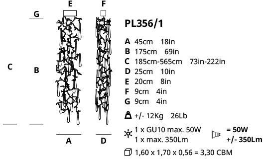 Serip Бронзовый потолочный светильник ручной работы Aqua Pl356/1 - Вид №1