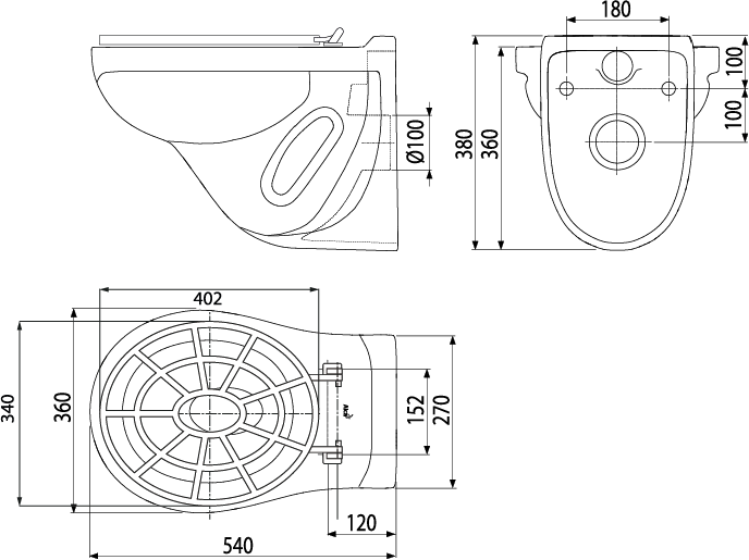 WSALCA Подвесной унитаз настенный Белый ALCAPLASTCZ  Чехия  - Вид №1
