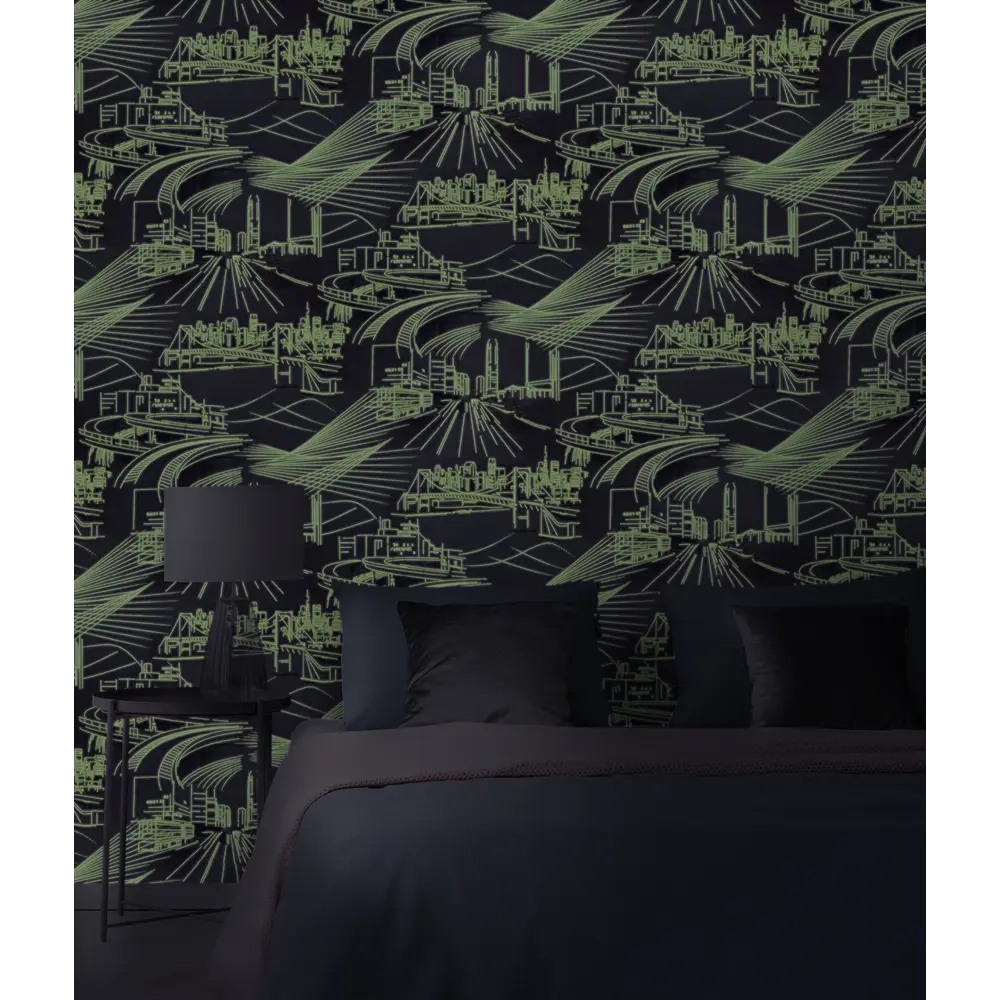 Обои флизелиновые Аспект Сити серые 1.06 м 70234-14 светящиеся в темноте АСПЕКТ РУ STLM-2046527 - Вид №5