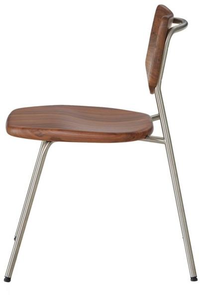 BassamFellows Штабелируемый стул из нержавеющей стали и дерева Pipe Cb-58 - Вид №2