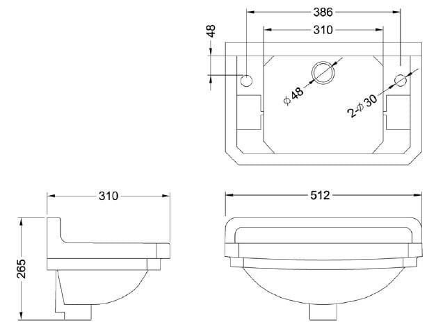 Прямоугольная ручная мойка с переливом в витрине Burlington Bespoke ARCH-00130662 - Вид №3