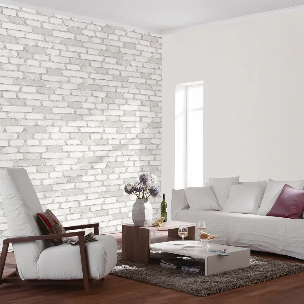 Обои флизелиновые Marburg Brique белые 1.06 м 97987 STLM-2146220 - Вид №3