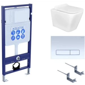 Комплект инсталляция с унитазом Aquatek Дельта AQ1911-00 безободковый с микролифтом клавиша цвет белый