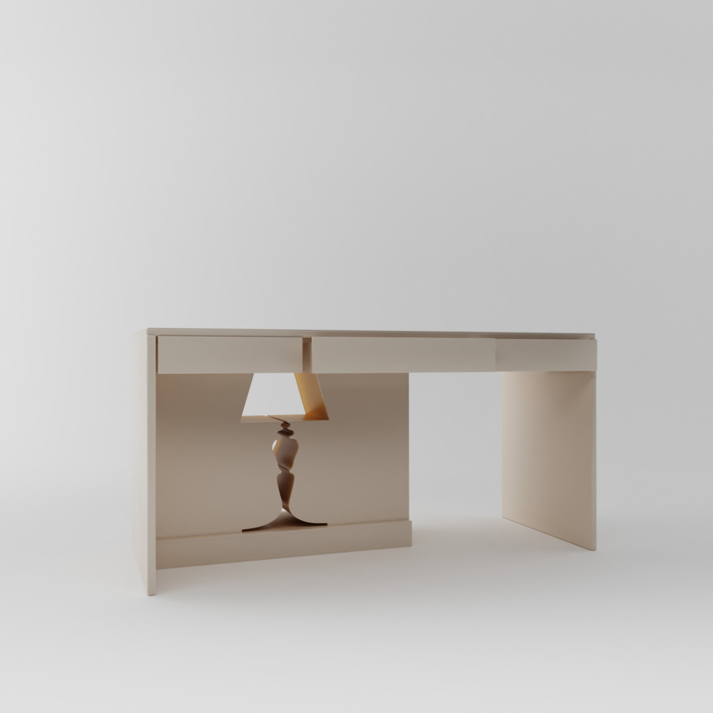 Письменный стол белый с желтым декором "Лампа" от Odingeniy ODINGENIY  178410 Белый  - Вид №3