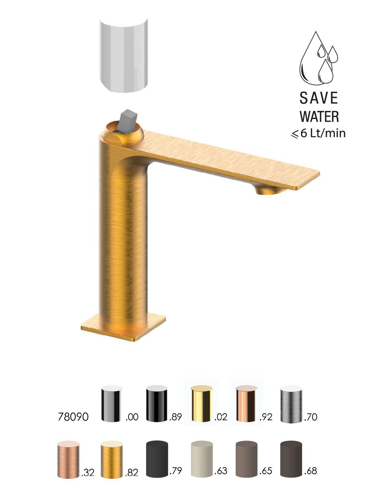 Однорычажный смеситель для раковины с ограничителем расхода Rubinetterie Frattini Narciso S ARCH-00001980 - Вид №3