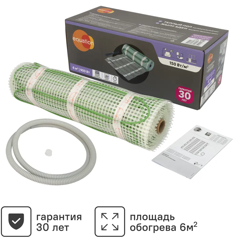 Нагревательный мат для теплого пола Equation 6 м2 900 Вт STLM-2125701