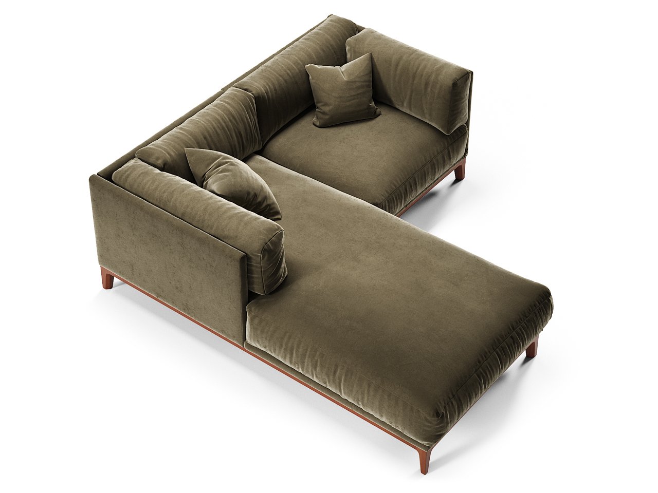 Диван Case угловой темно-коричневый с правой оттоманкой THE IDEA ДИЗАЙНЕРСКИЕ 210528 Коричневый  - Вид №2