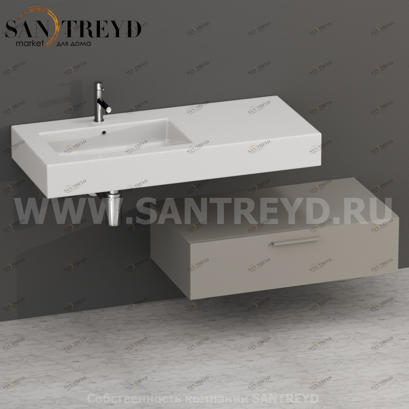 S09024GH2 Тумба с 1 ящиком 90 см серая Globo ARREDO WOOD Италия Ceramica Globo