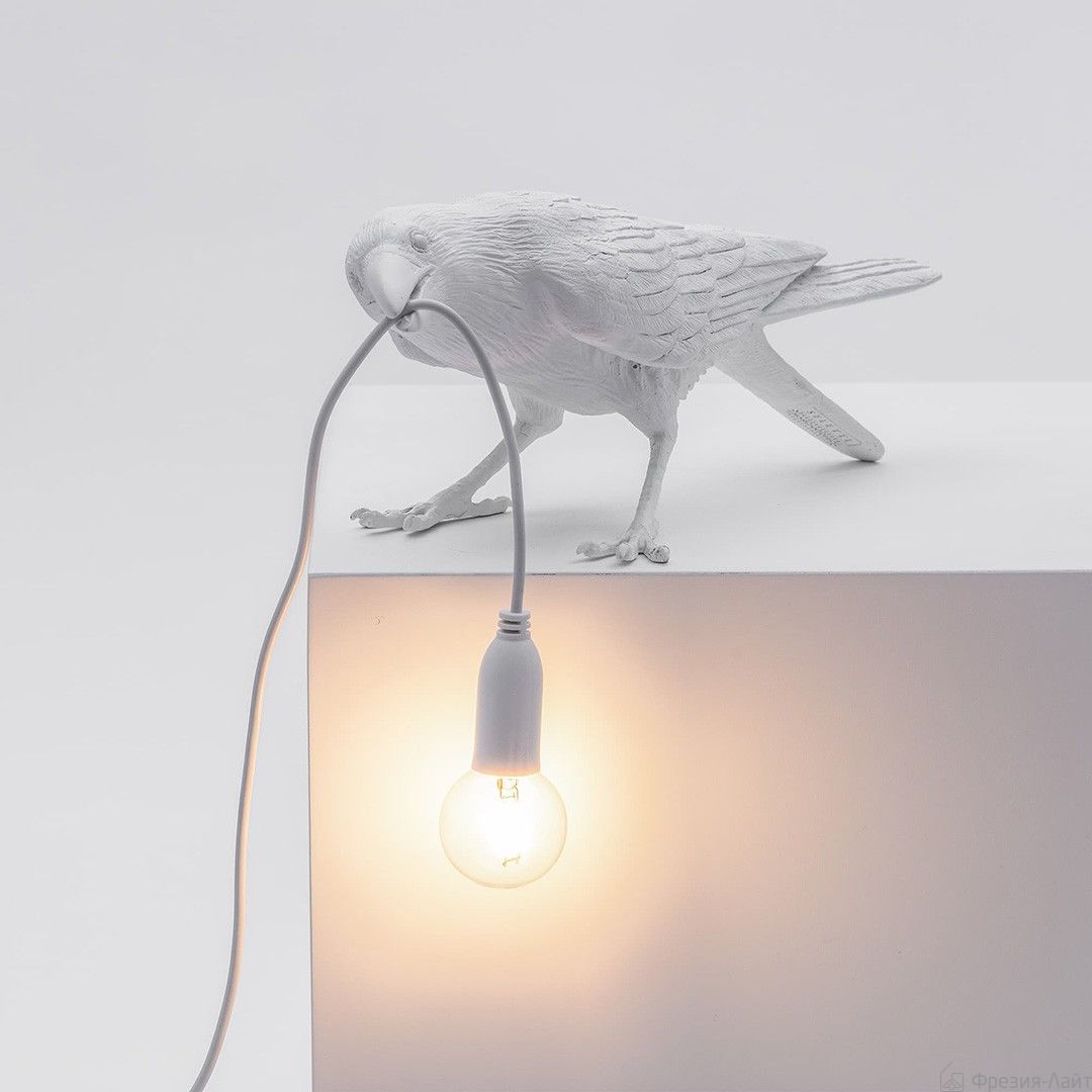 Seletti 14733 playing BIRD настольная лампа ворона белая Bird lamp 116763