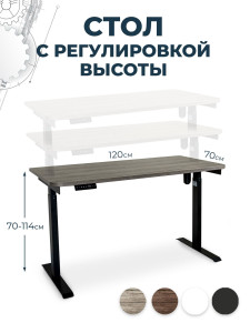 91211650 Компьютерный стол 122x30x73 см металл цвет черный/серо-бежевый Сборный стол с электроприводом STLM-0519338 LUXALTO