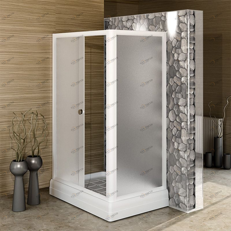 Душевой угол Верчелли, (правое исполнение), стеклянные шторки (матовые, 1 дверца), поддон на раме-подставке с устройством слива, профиль белый Radomir 1031200121