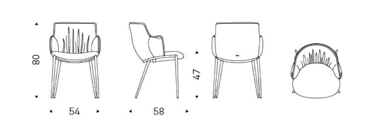 Кожаный мягкий стул с подлокотниками Cattelan italia Rihanna ARCH-00060021 - Вид №1
