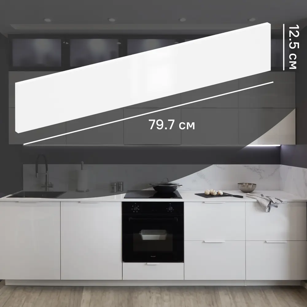 Фасад кухонного шкафа Аша 79.7x12.5 см KONSENSA ДСП цвет белый STLM-2083242