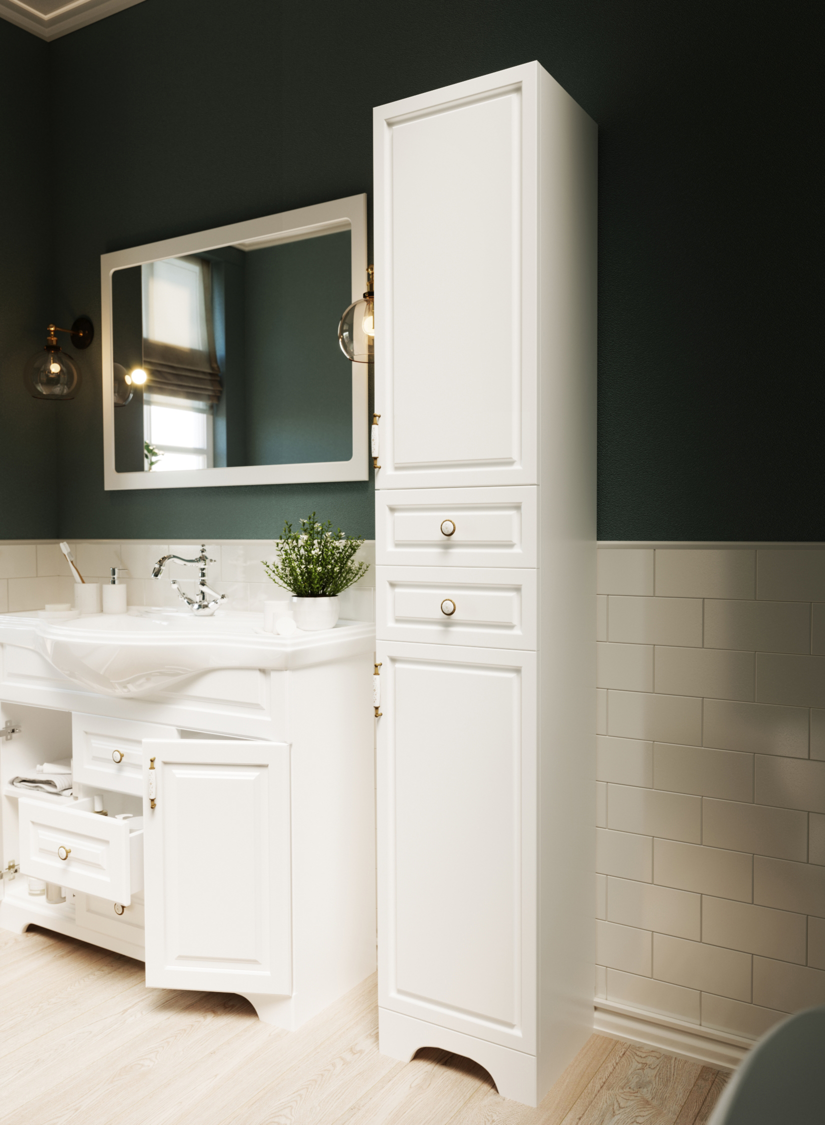 У94489 Тумба Прованс New 105Н 2в.я. 2д. Белый глянец 1 Marka Прованс - Вид №2