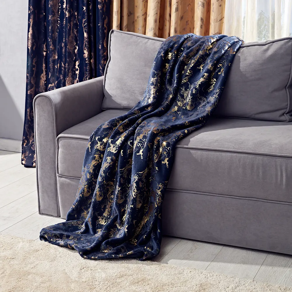 Плед Naima 150x200 см фланель цвет темно-синий Ardenza Подиум STLM-2162146 - Вид №3